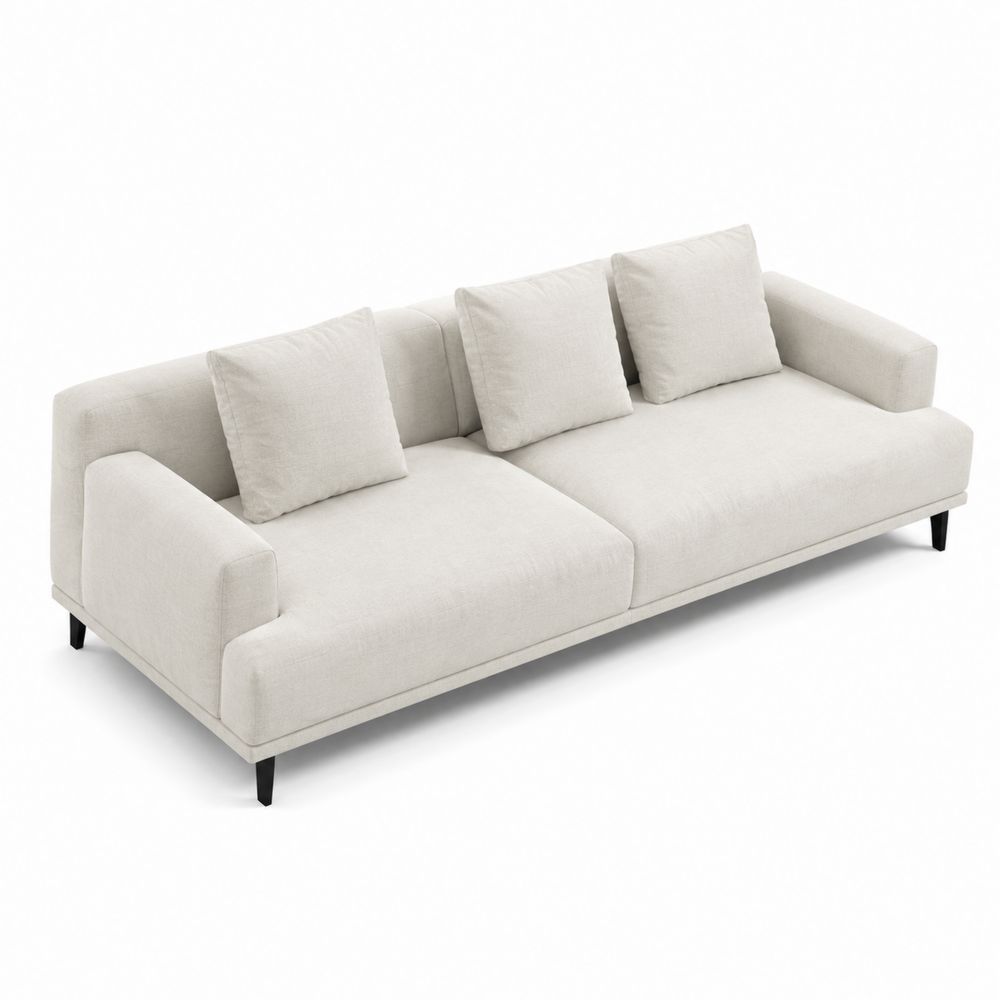 Divano in tessuto beige con cuscini removibili-Zenwooda