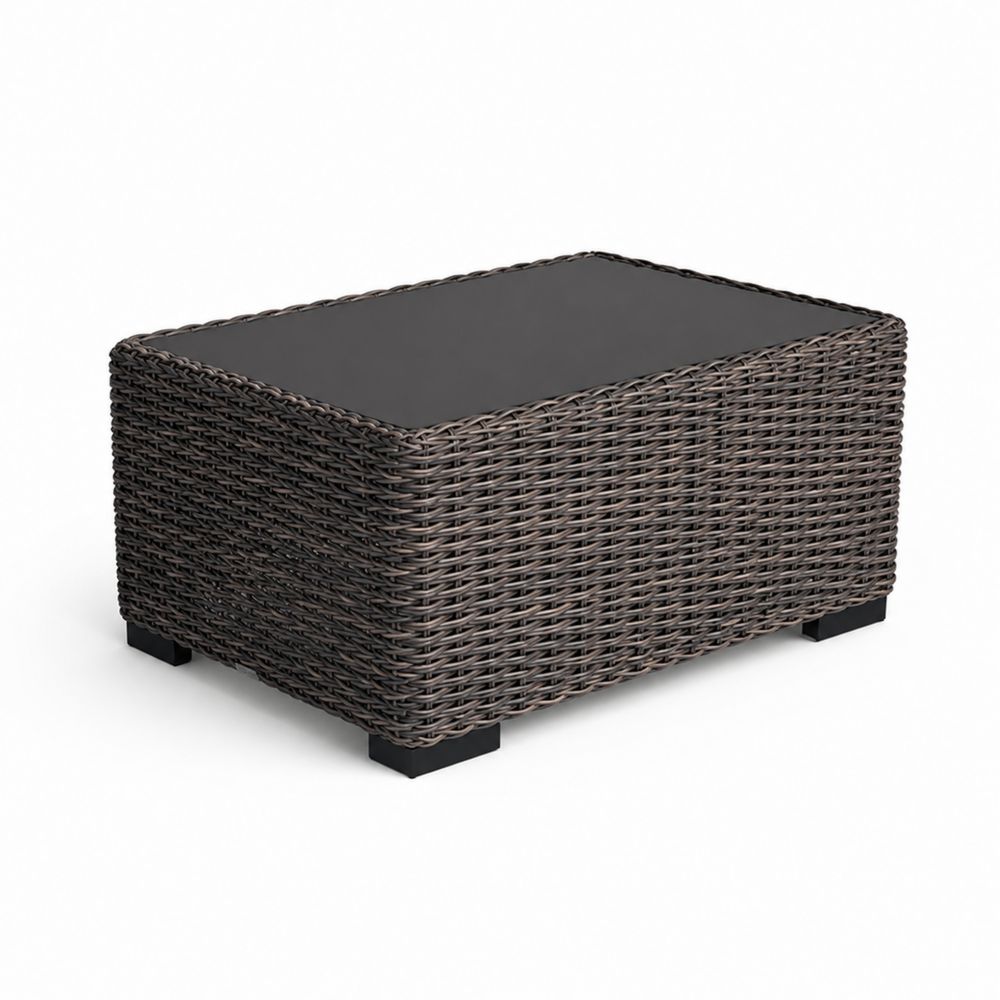 Tavolino in rattan sintetico con piano in vetro temperato-Zenwooda