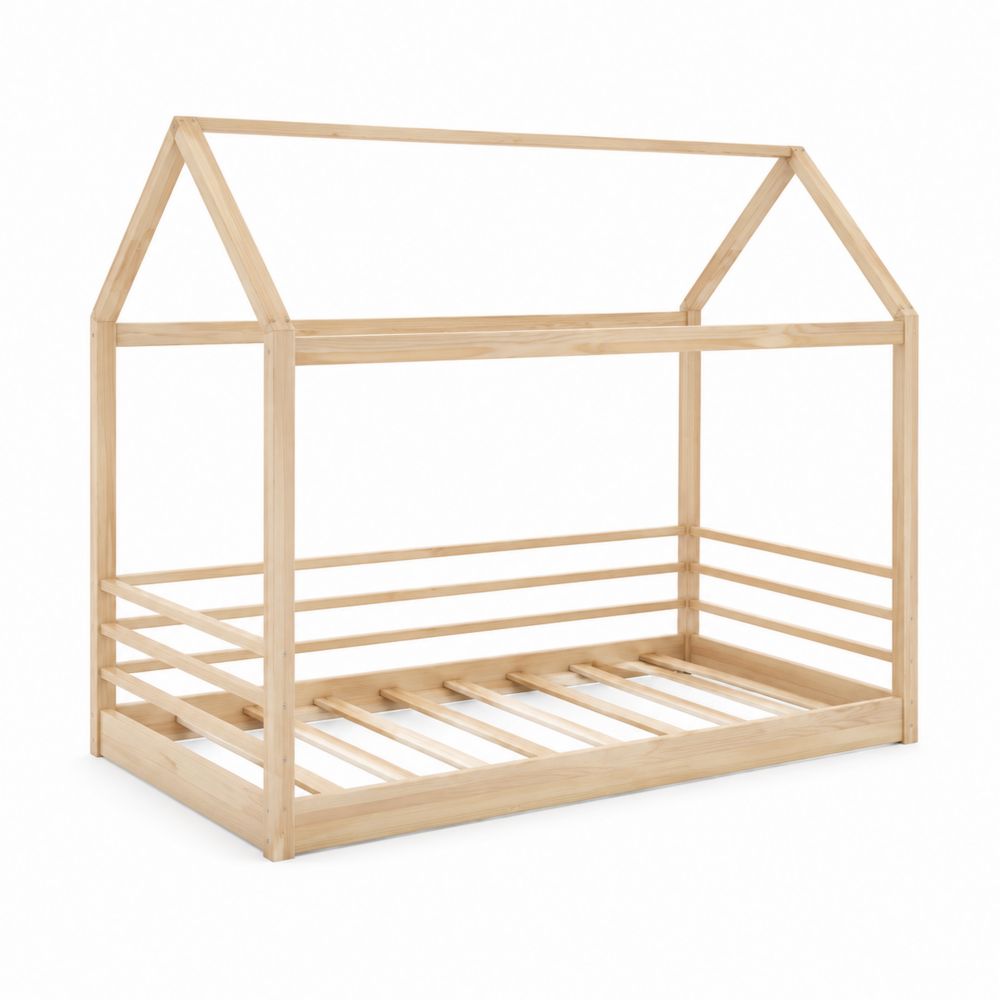 Letto a Forma di Casa in Legno di Pino-Zenwooda