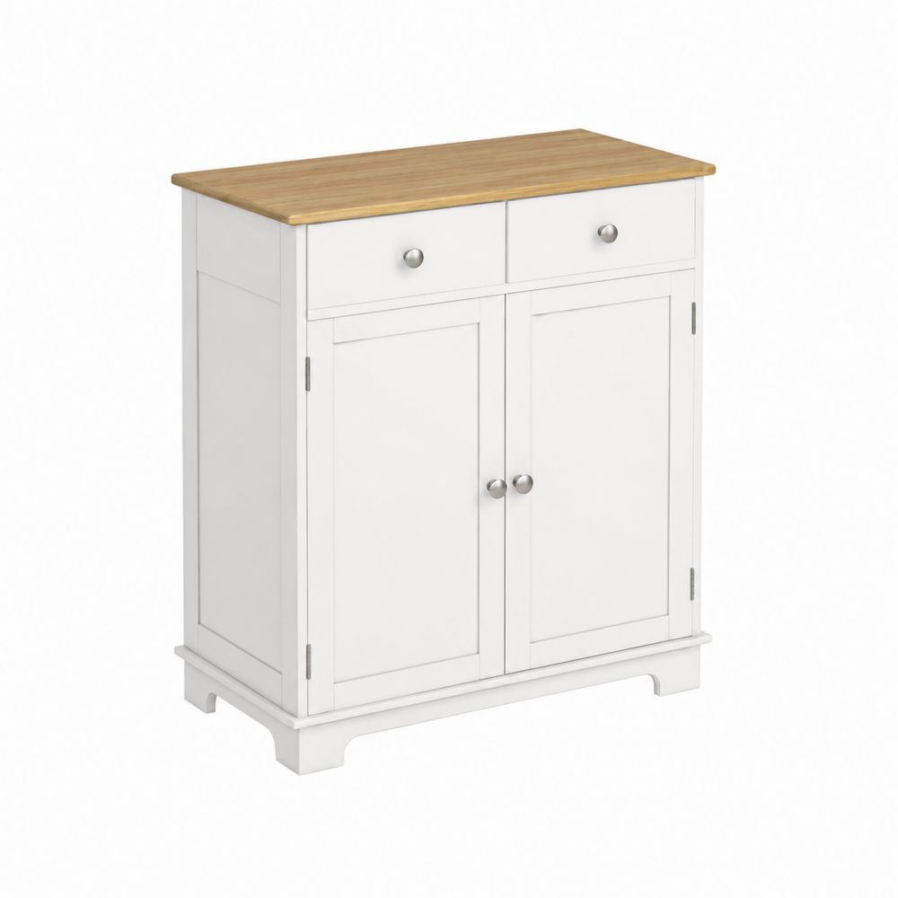 Credenza in MDF Bianco con Ripiano in Quercia 80x35x100 cm-Zenwooda