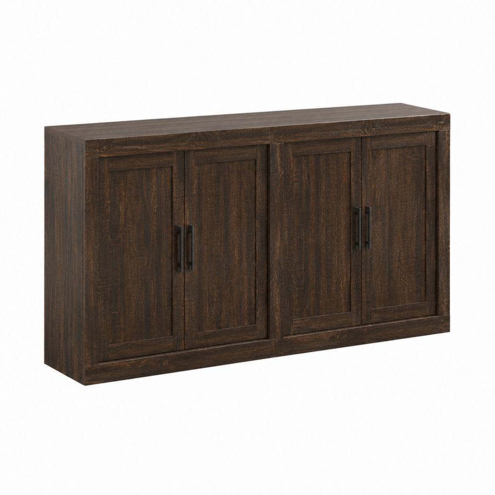 Credenza rettangolare 4 ante in legno massiccio marrone 200x40x90 cm-Zenwooda