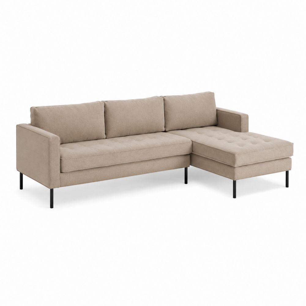 Divano angolare in tessuto con chaise longue Beige-Zenwooda