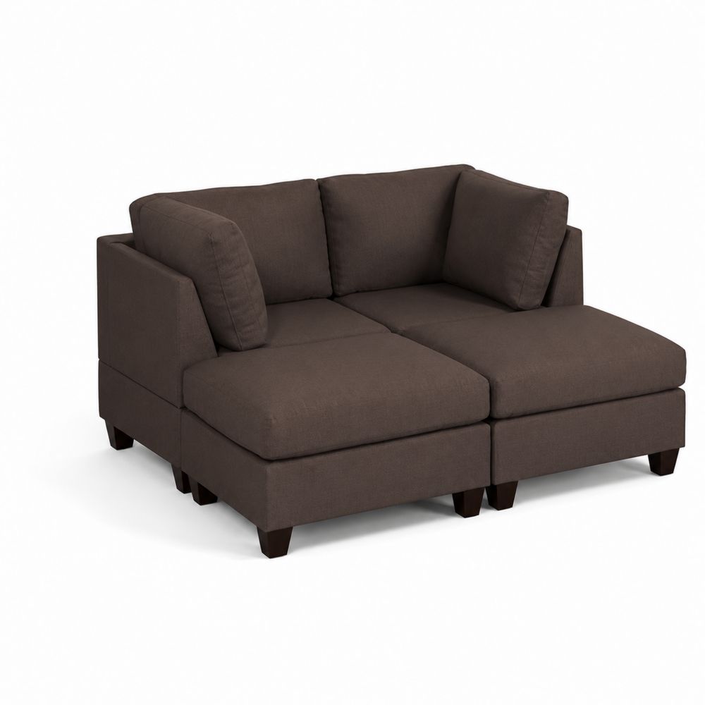 Divanetto Modulabile in Tessuto Marrone-Zenwooda