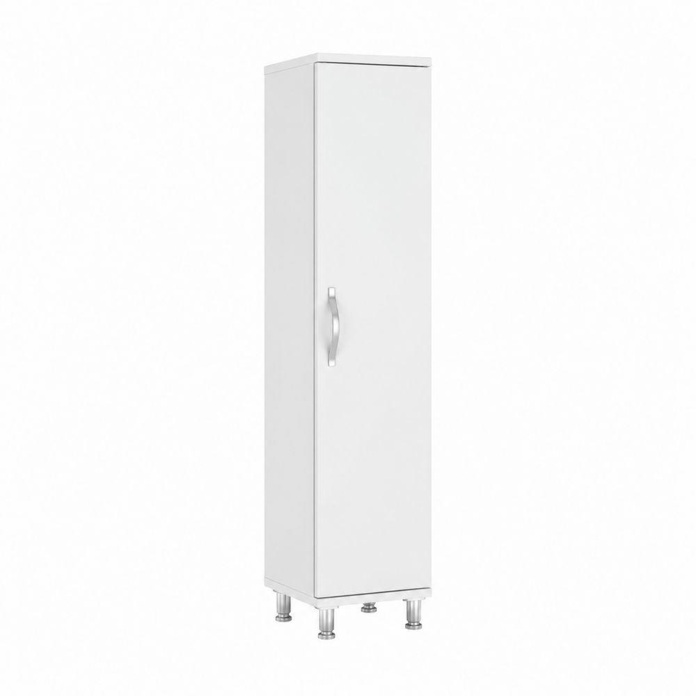 Scarpiera alta in MDF bianco con dettagli in acciaio-Zenwooda