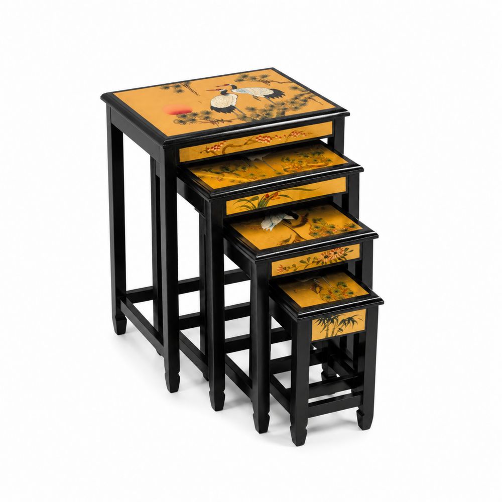 Set di tavolini impilabili in legno dipinti a mano-Zenwooda