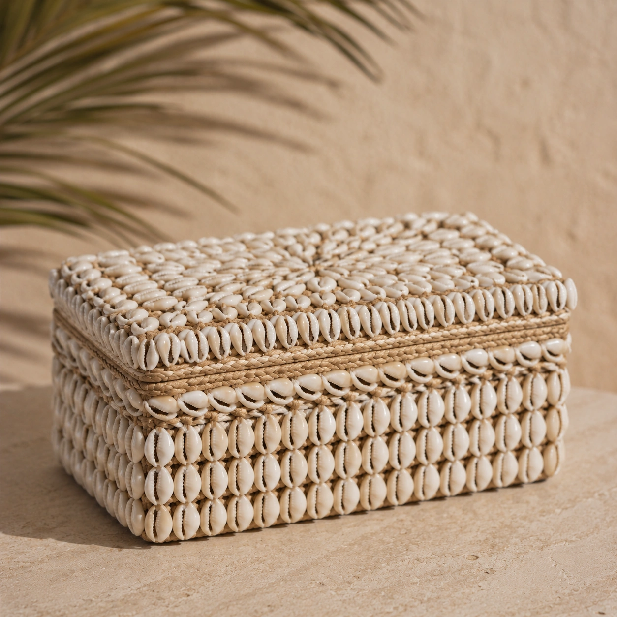 Caja Decorativa Rectangular con Conchas Naturales