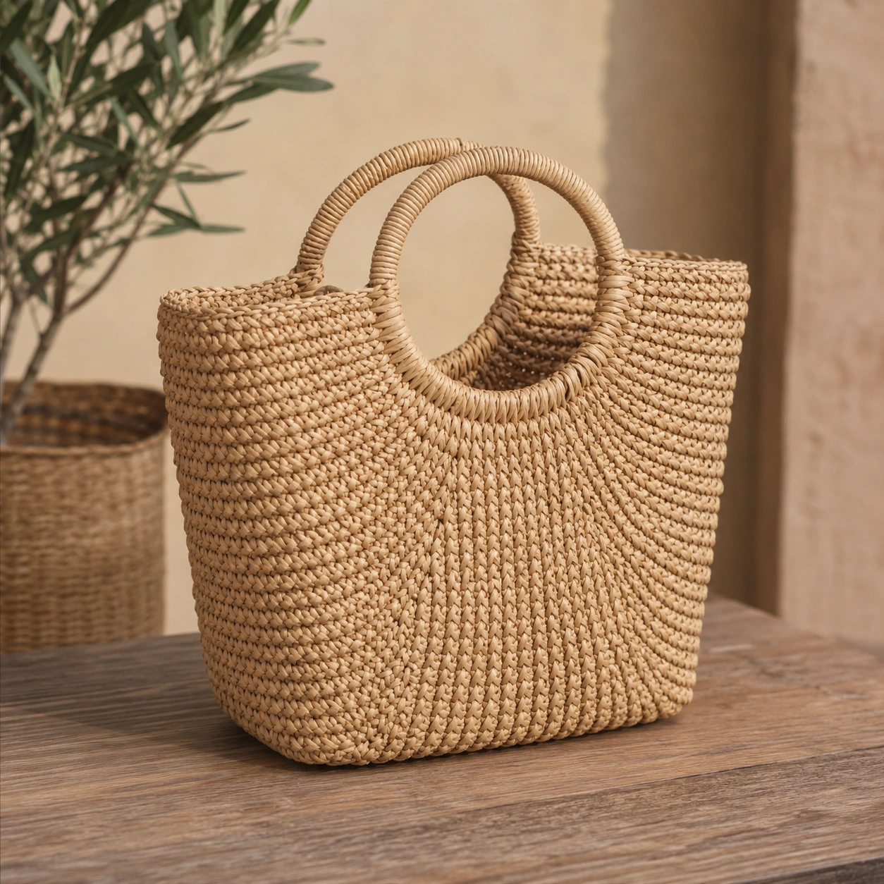 Bolso Artesanal de Paja con Asa Circular