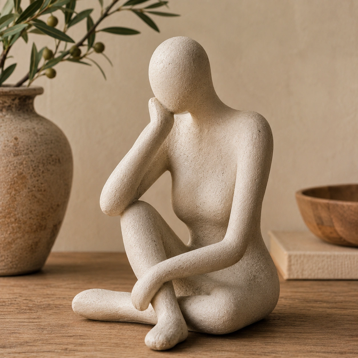 Escultura Figura Pensativa Moderna