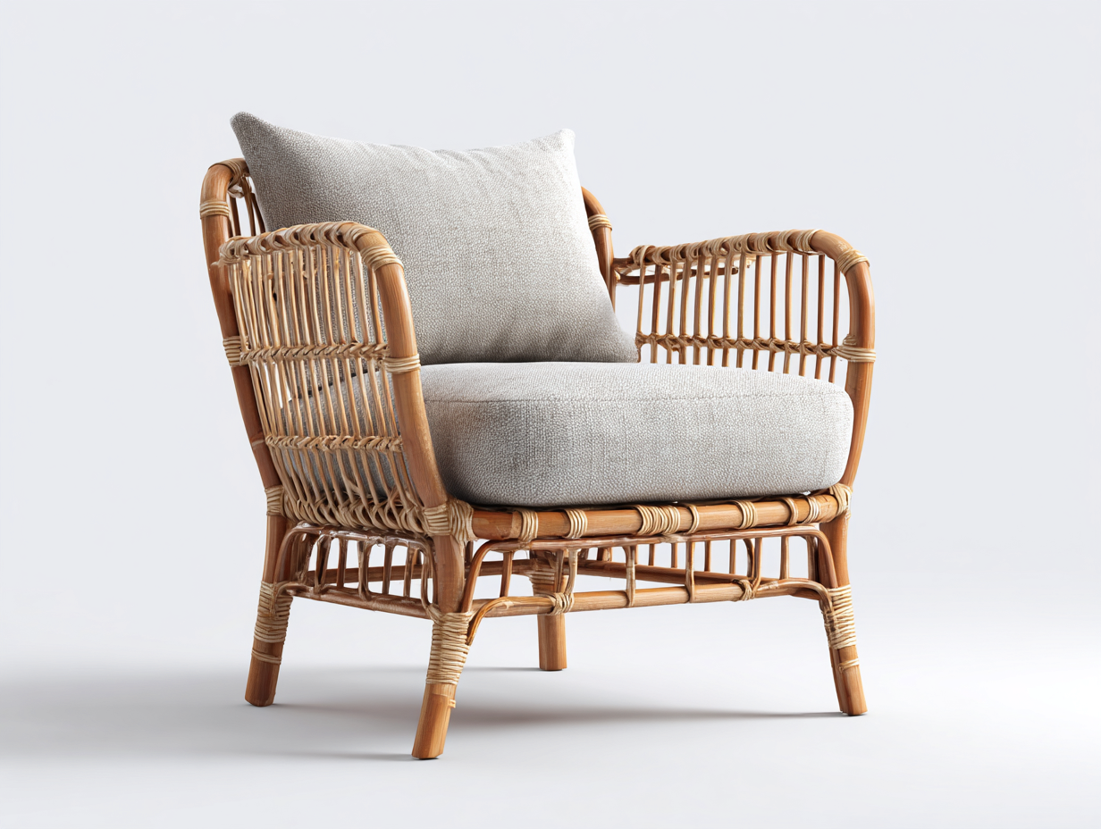 Sillones de ratán natural madera 75x80x78 cm - beige-marrón - estilo artesanal cómodo-Nivaiohome