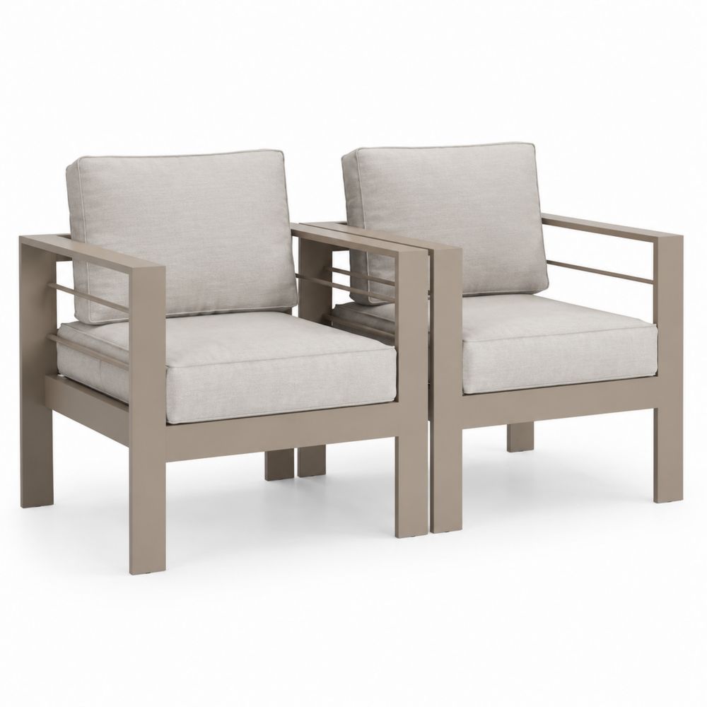 Set di Poltrone da Esterno in Metallo con Cuscini in Poliestere 75x80x70 cm