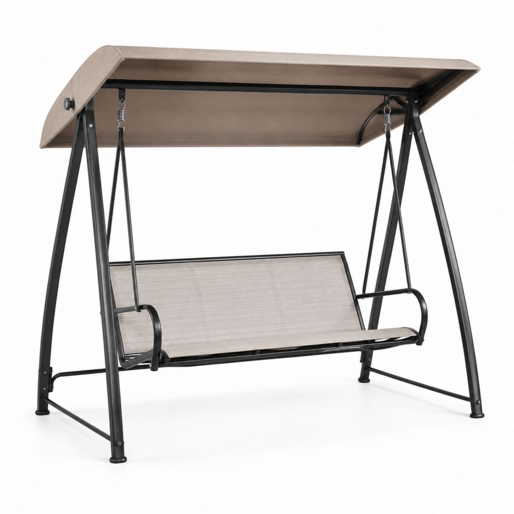 Altalena da giardino in acciaio con tetto in poliestere beige