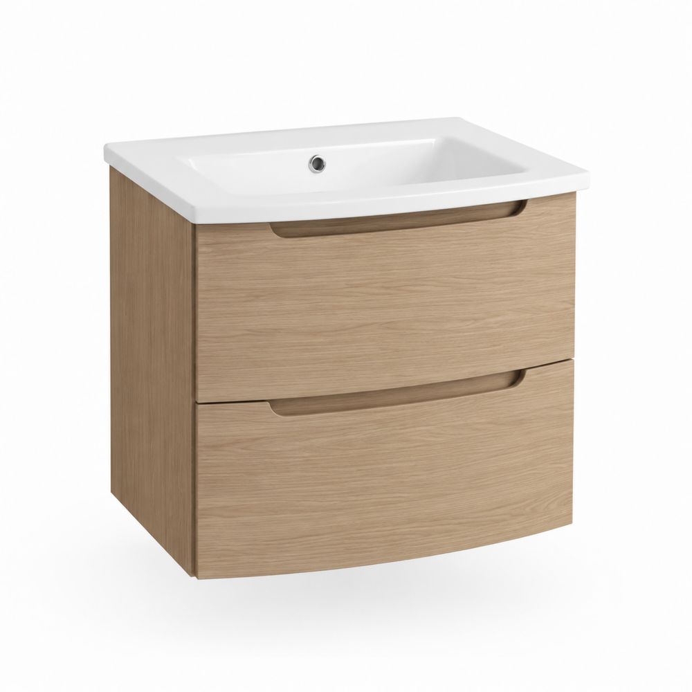 Mobile bagno in MDF effetto legno con lavabo in ceramica bianca 80 cm