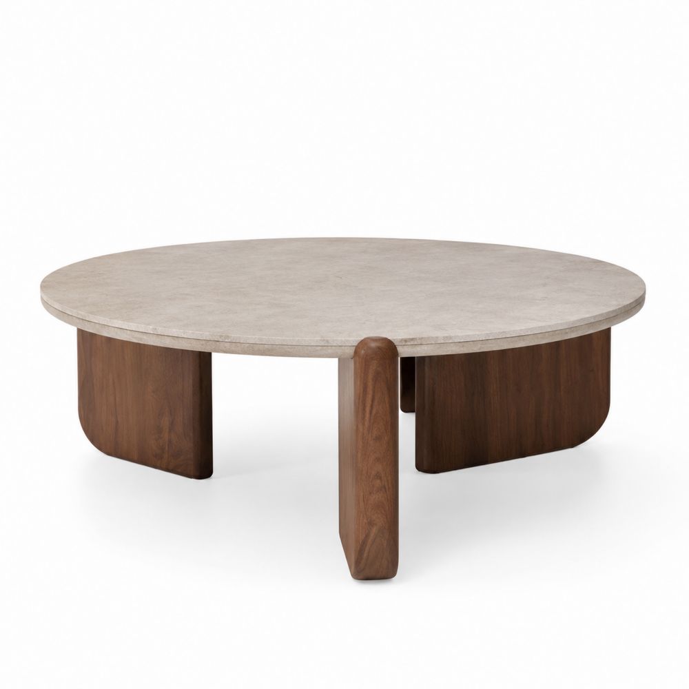 Tavolino da caffè in legno e marmo grigio