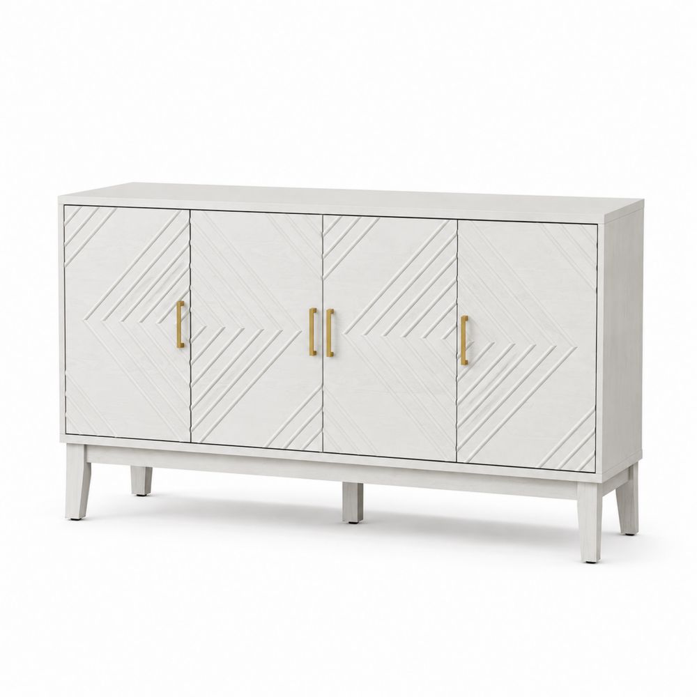 Credenza in legno con 4 ante e maniglie in metallo
