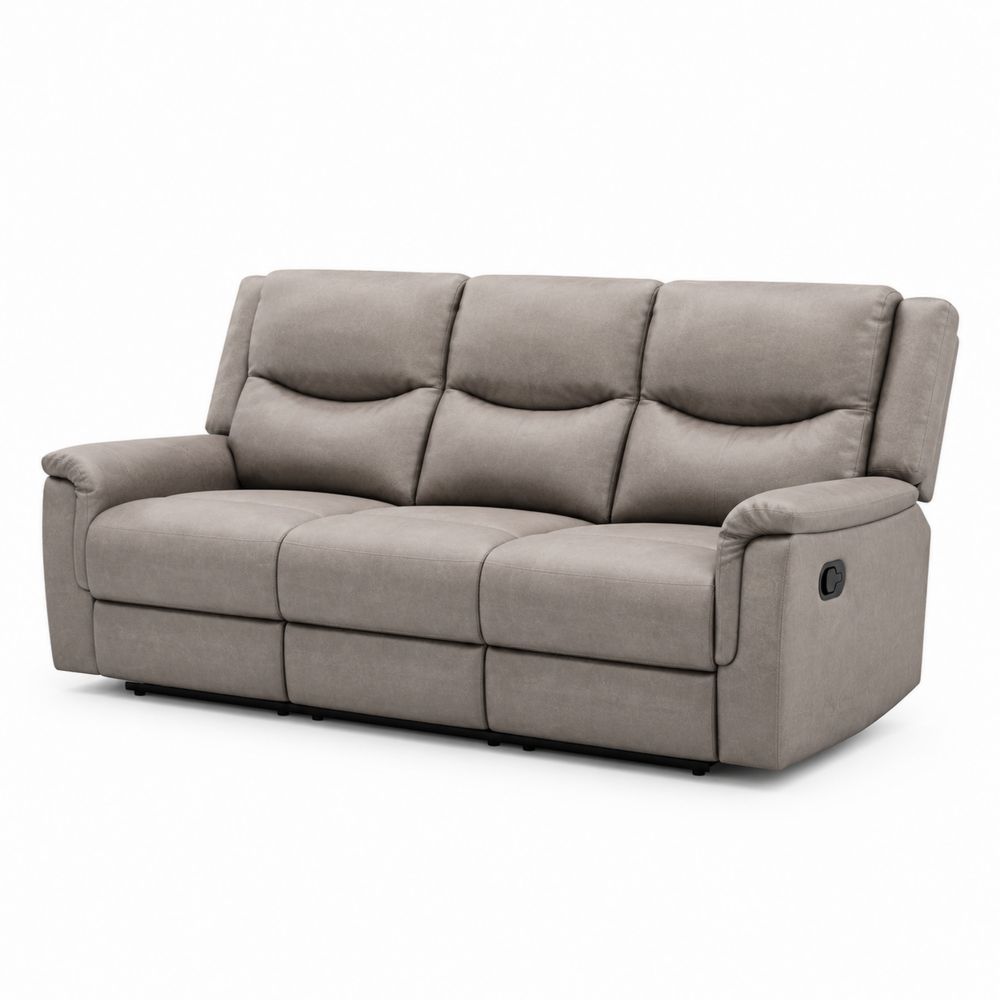 Divano Reclinabile a 3 Posti in Tessuto Beige