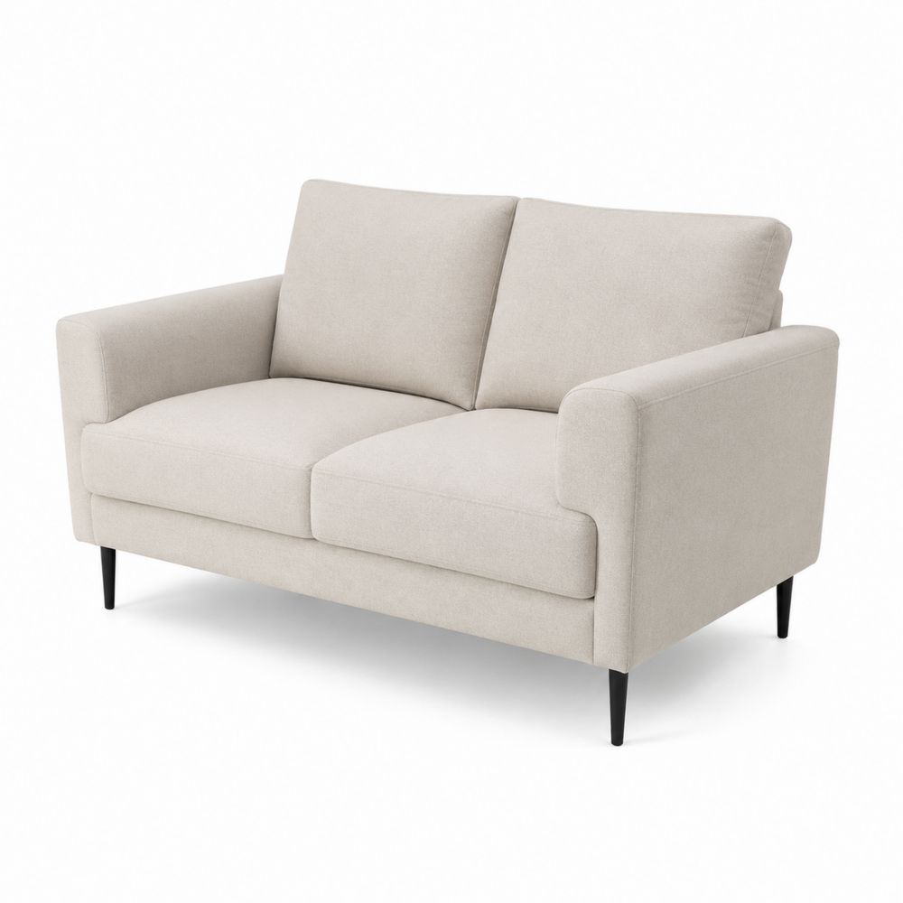 Divano a 2 Posti in Tessuto Beige con Gambe in Metallo