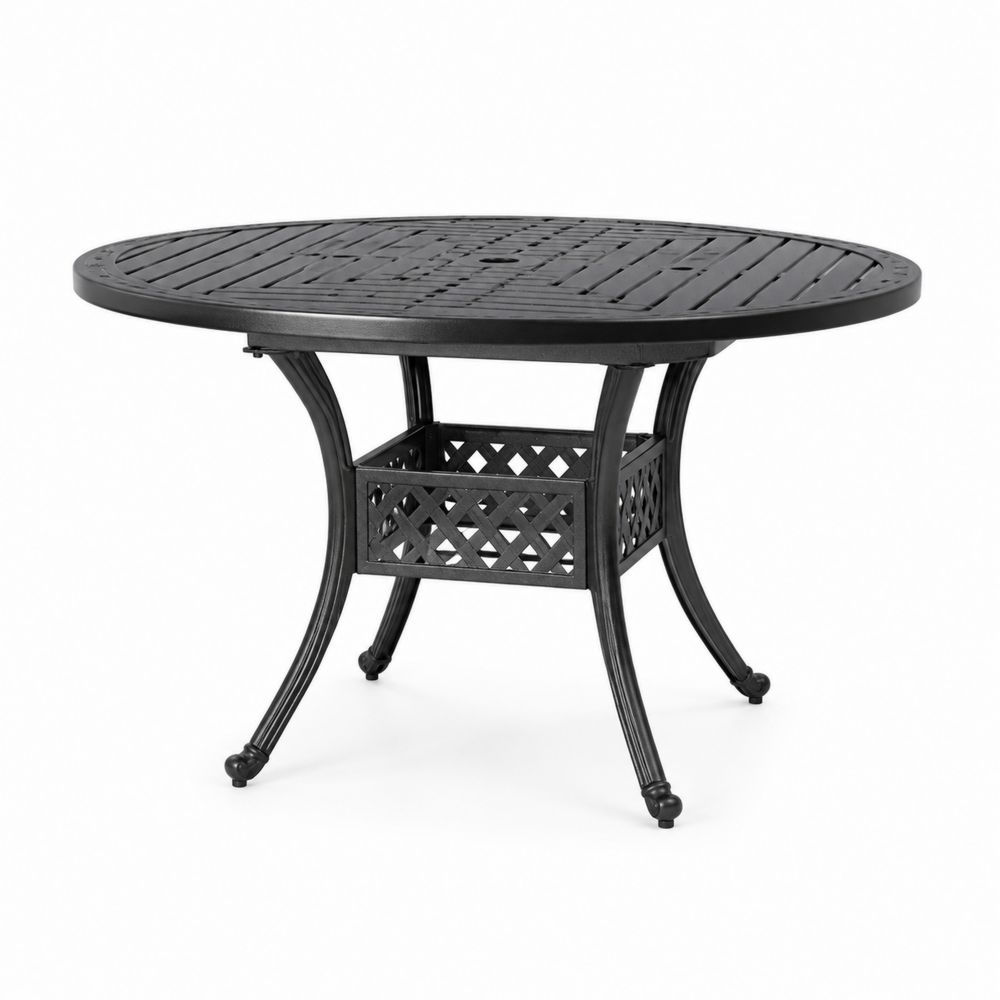 Tavolo rotondo da esterno in alluminio nero diametro 120 cm