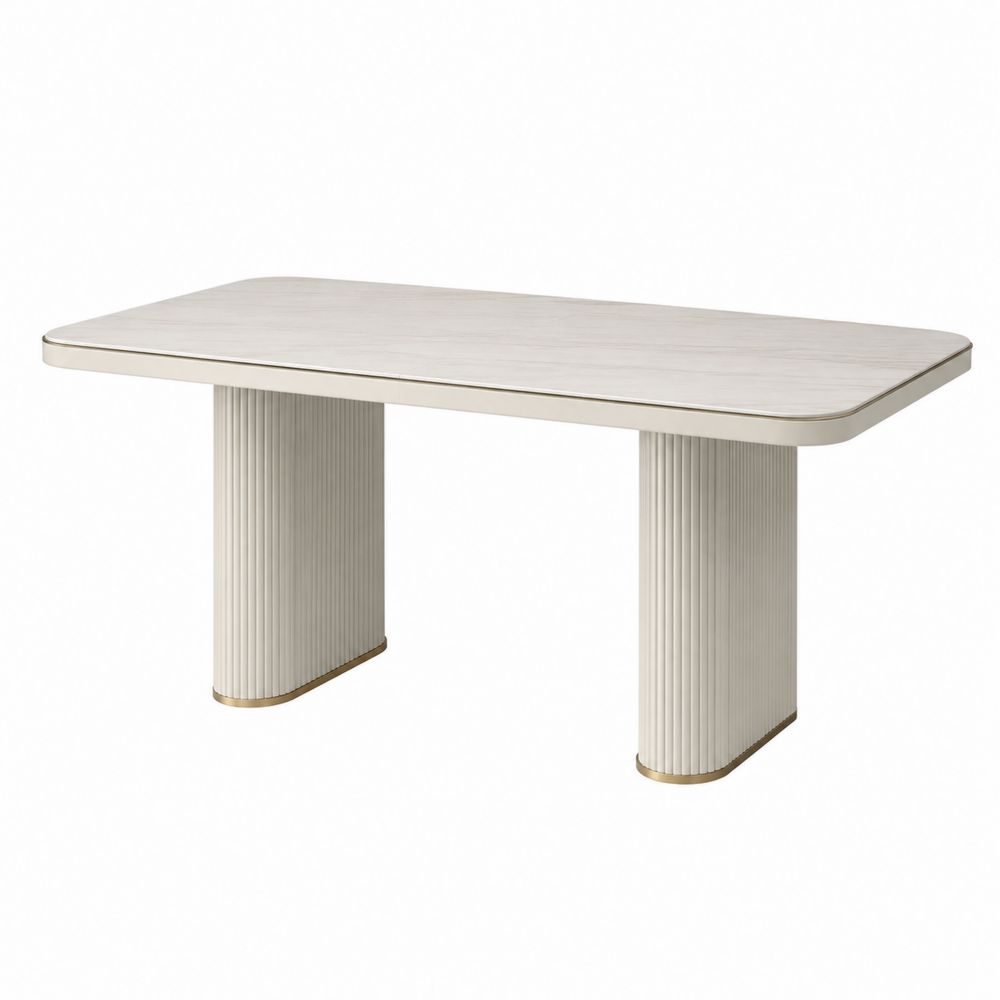 Tavolo da pranzo in legno e metallo 160x90 cm Bianco