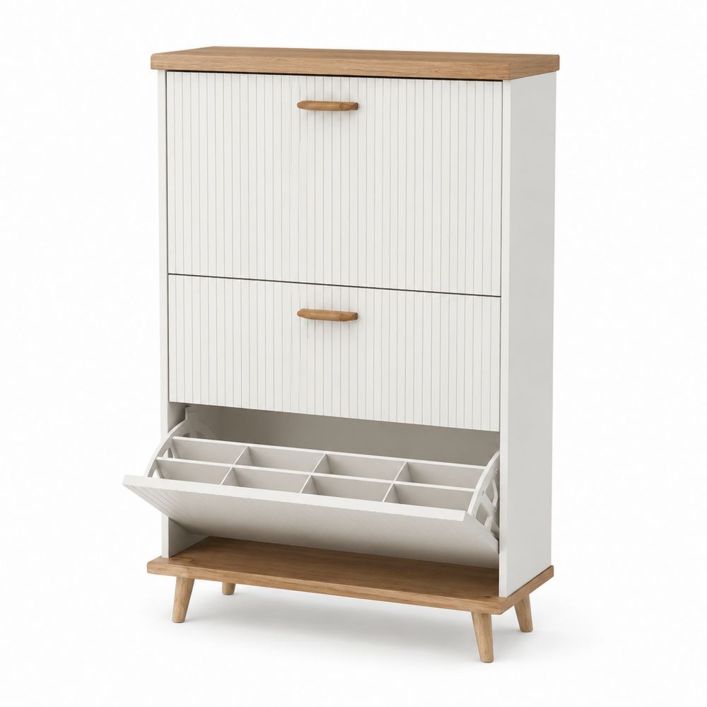 Scarpiera in MDF e Rovere con Due Cassetti Pieghevoli