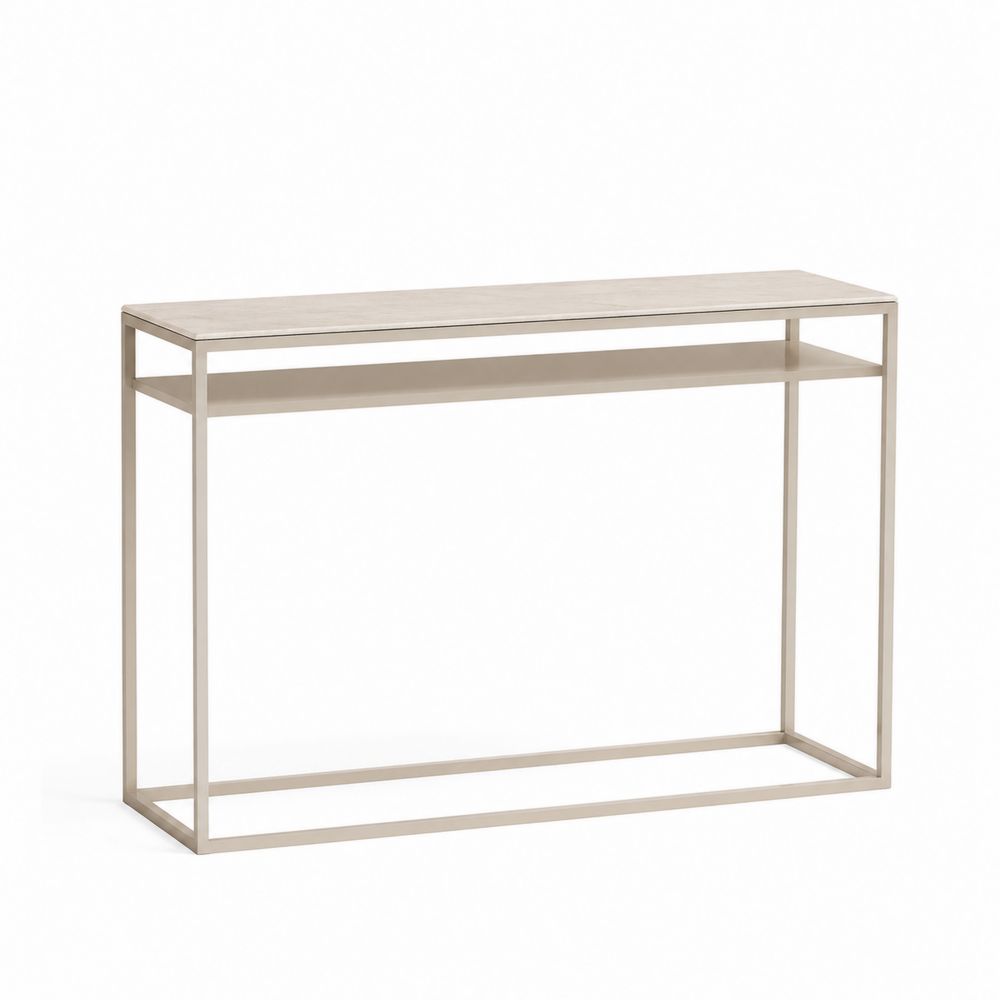 Consolle rettangolare in metallo e MDF chiaro 120x30x85 cm