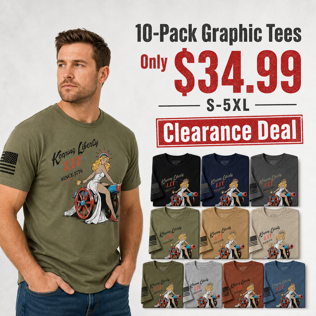 10-Pack Liberty Graphic Tees promotional main image