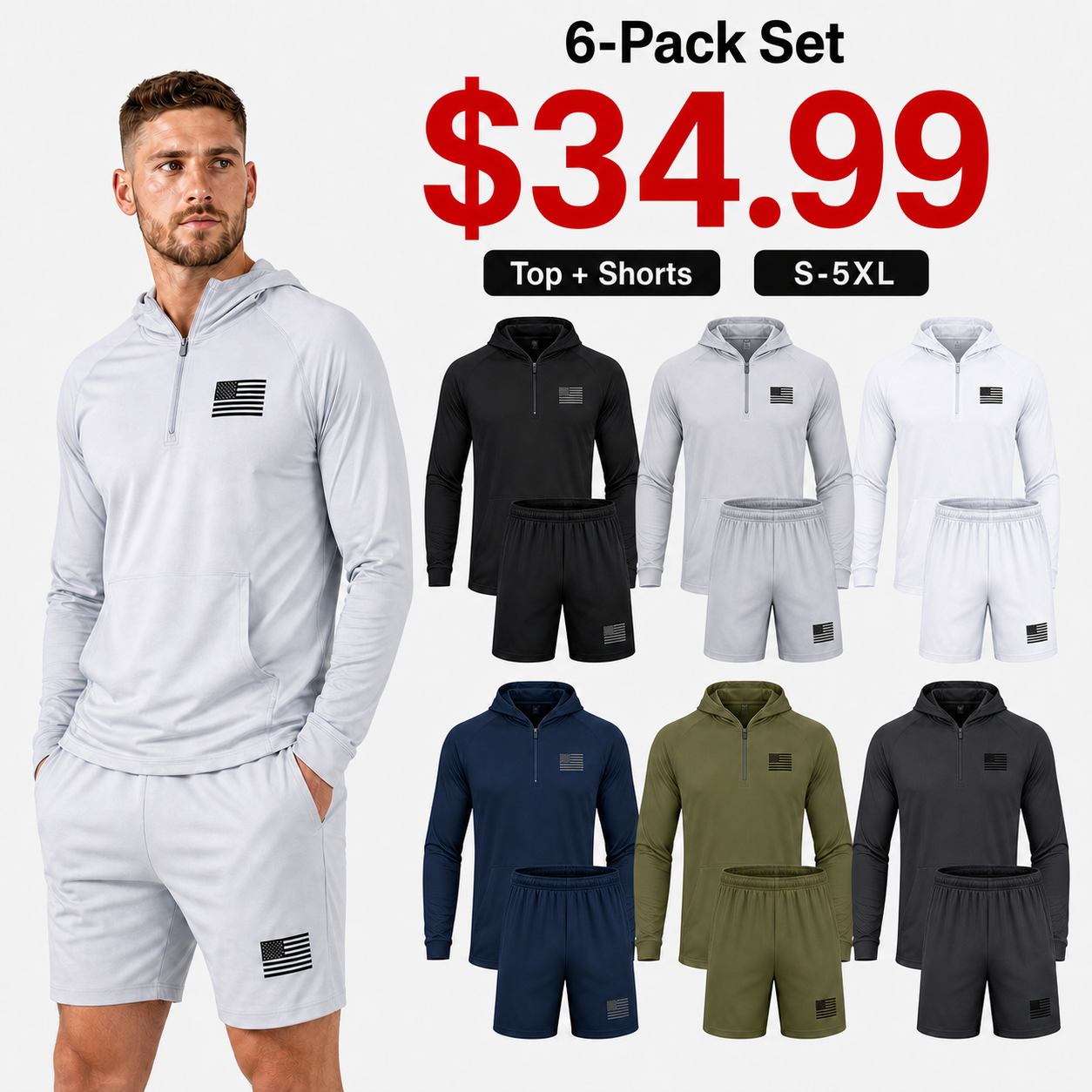 6-Pack Men's Hoodie and Shorts Sets product-first promotional main image v4