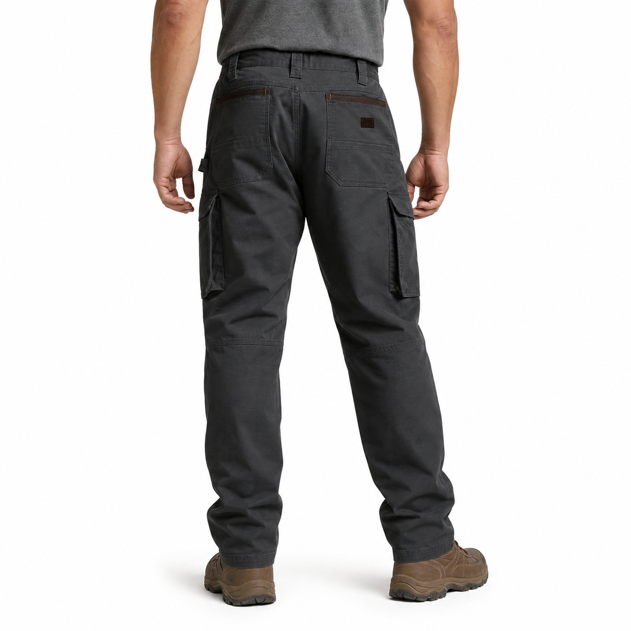 Charcoal multi-pocket work pants back view gallery image