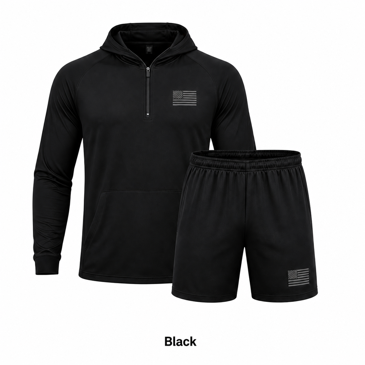 Black hoodie and shorts set SKU image