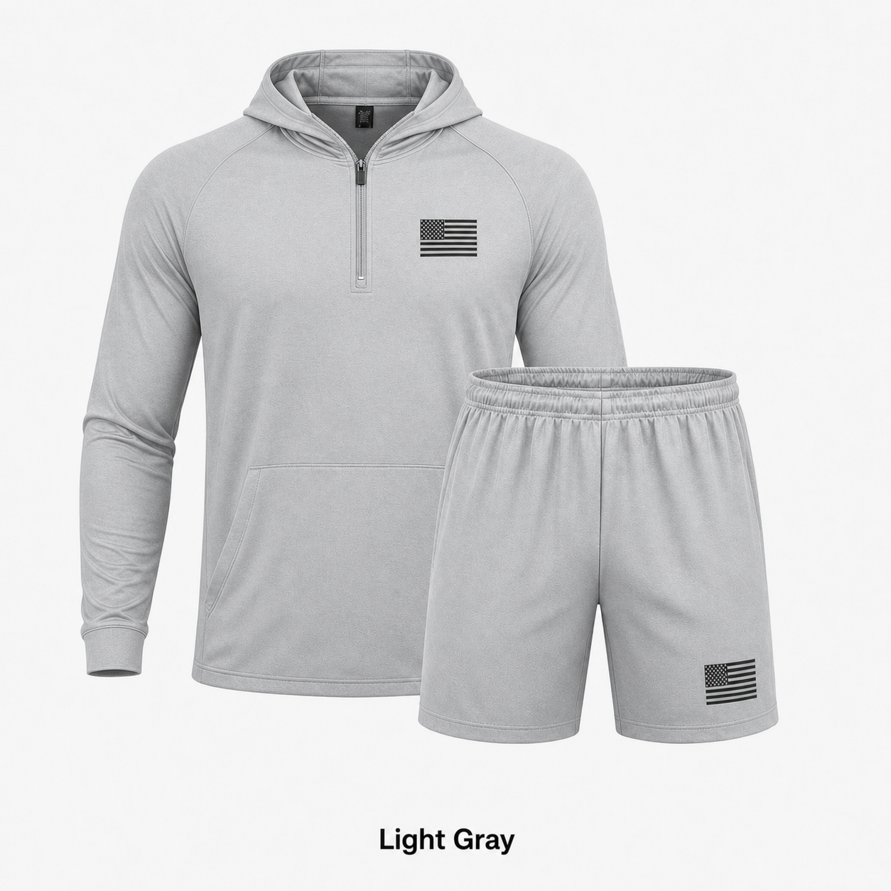 Light Gray hoodie and shorts set SKU image