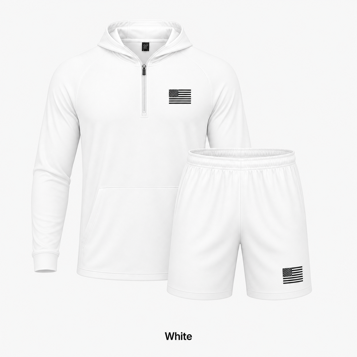 White hoodie and shorts set SKU image