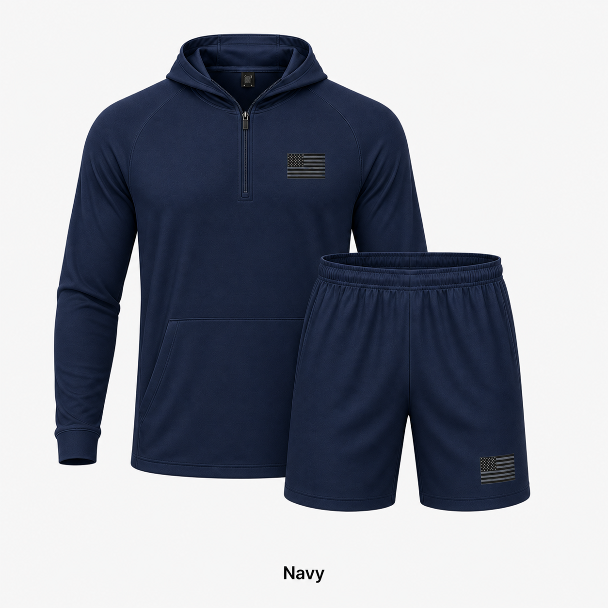 Navy hoodie and shorts set SKU image