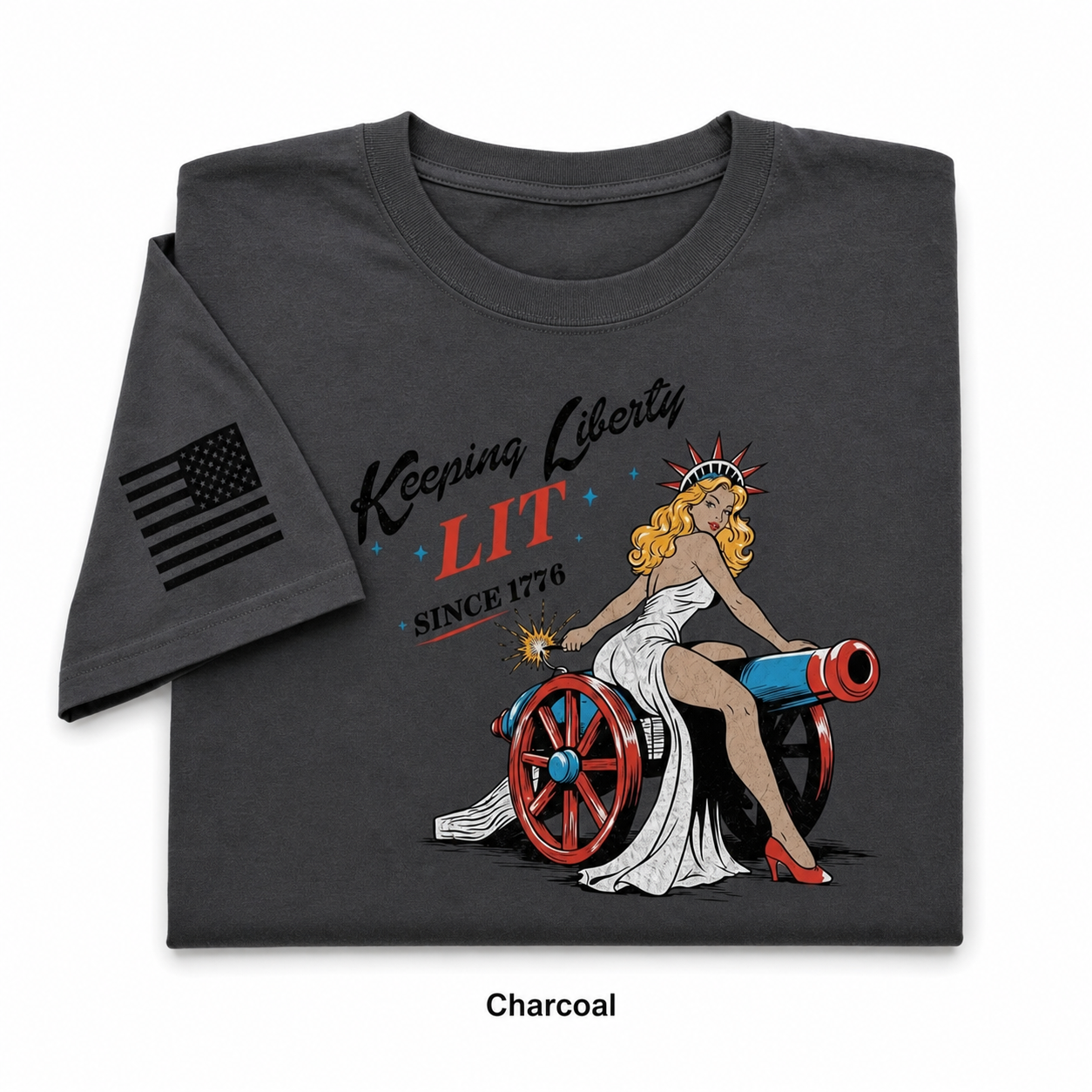 Charcoal liberty graphic tee SKU image
