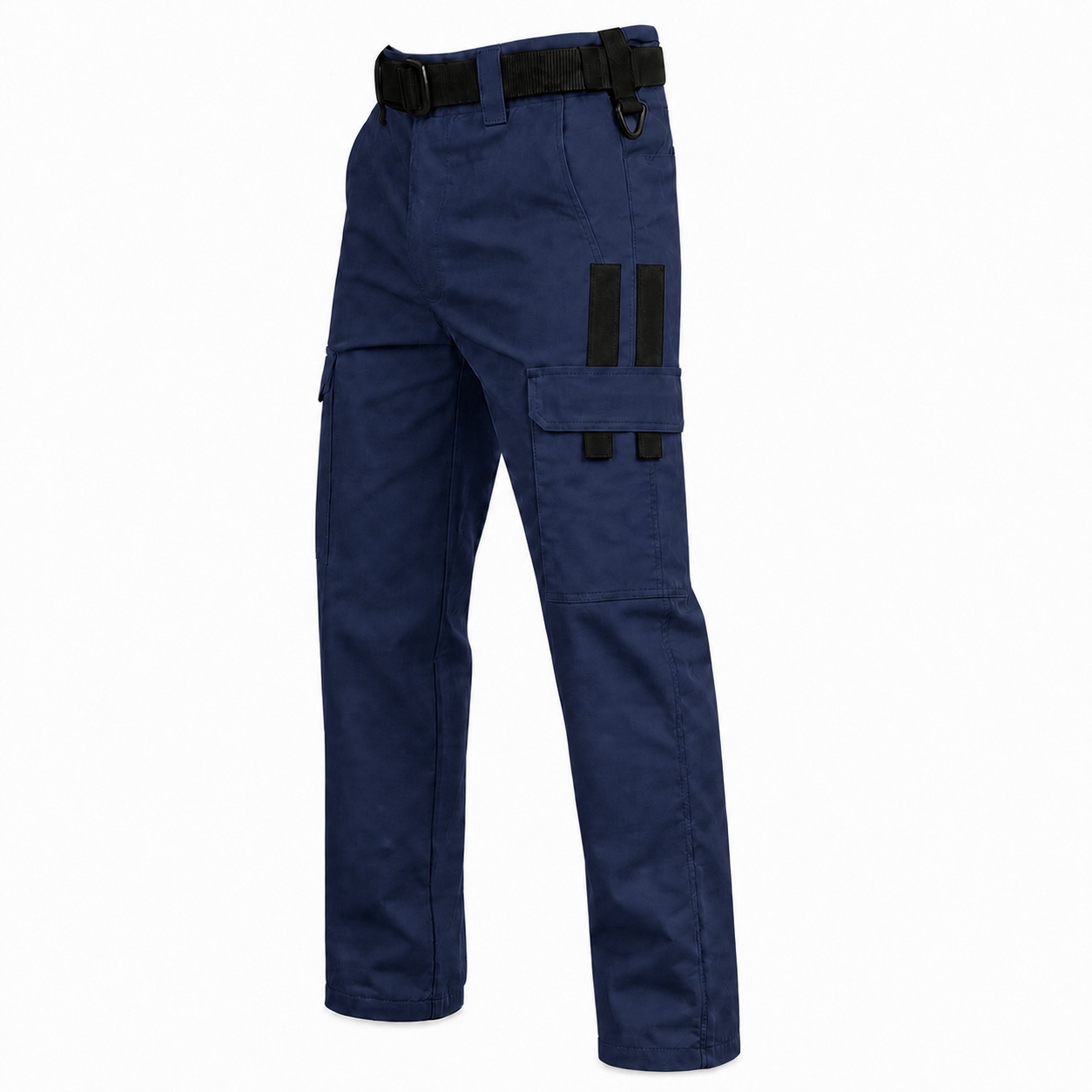 Navy work pants single SKU with corrected symmetrical side-pocket trim