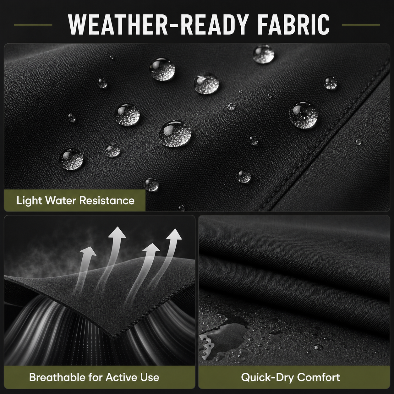 Hiking cargo pants weather-ready fabric detail image