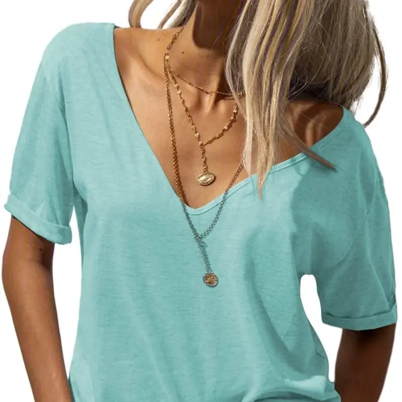 Women's Deep V Neck Breathable Summer Tee