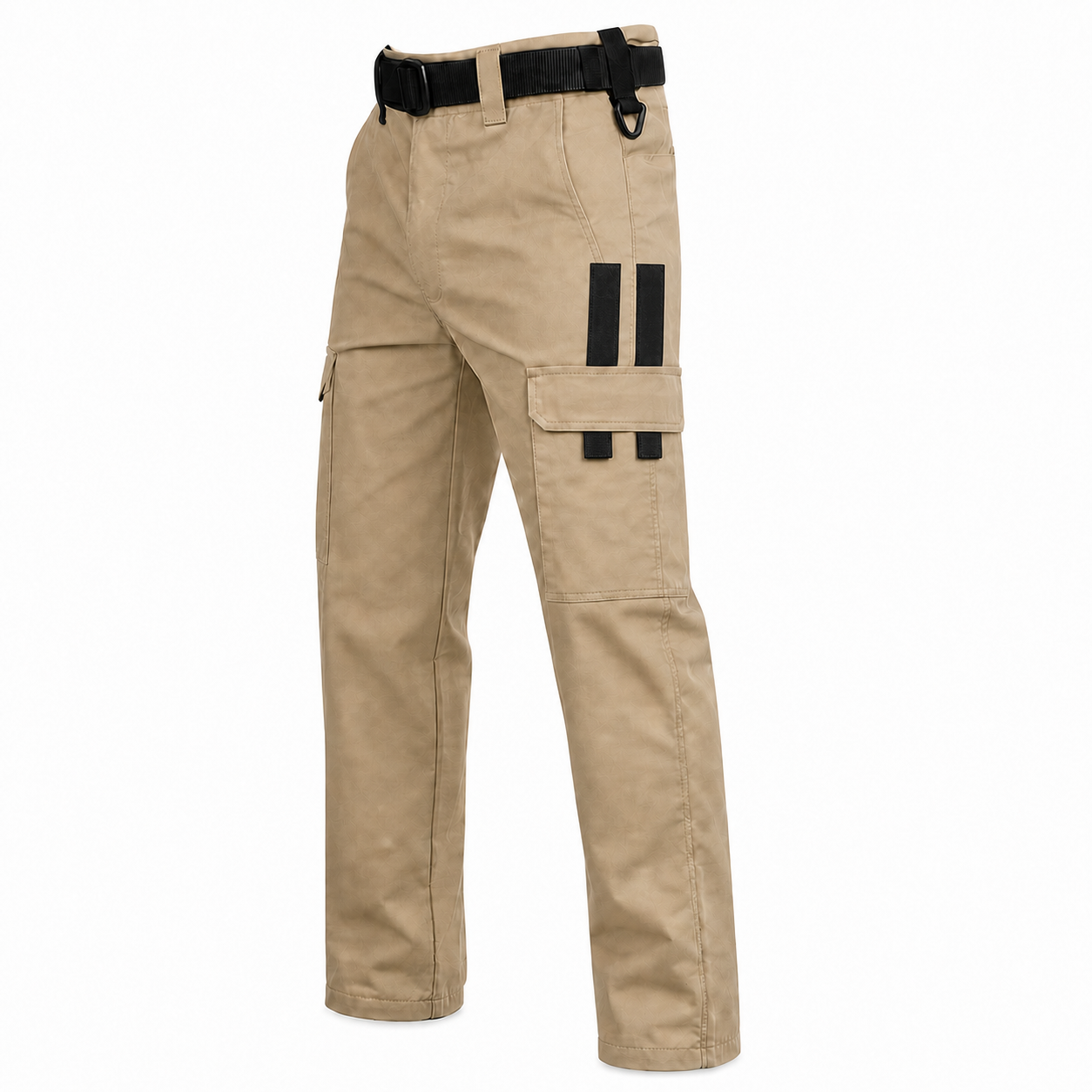 Khaki work pants single SKU with corrected symmetrical side-pocket trim