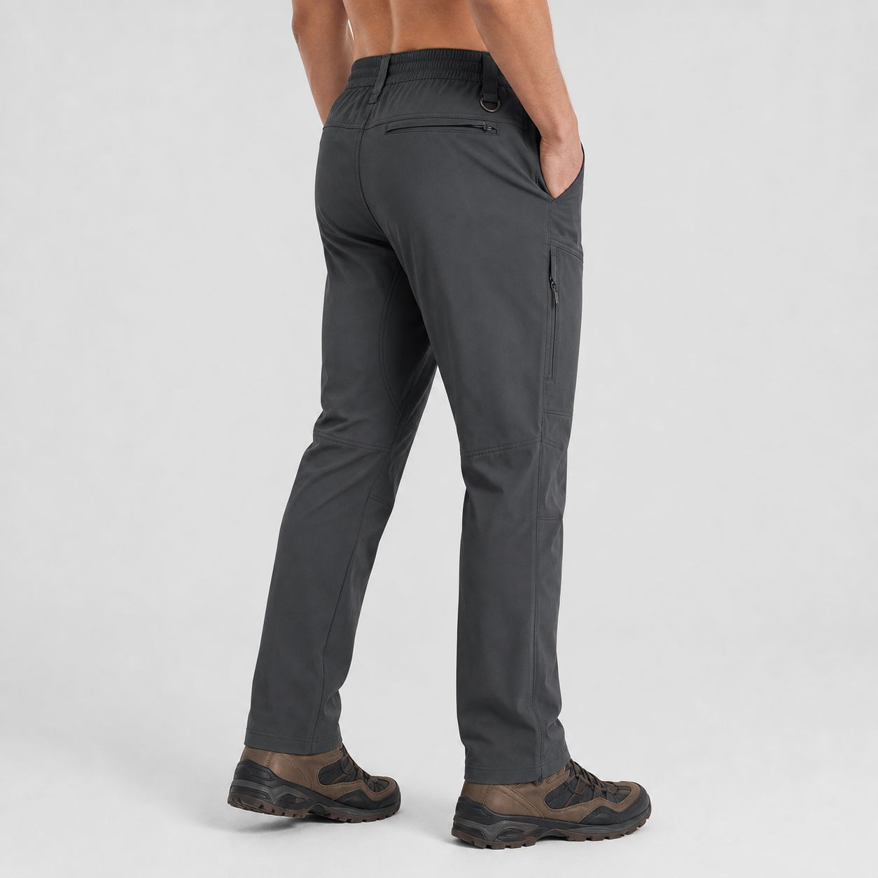 Charcoal hiking cargo pants side and back pocket image