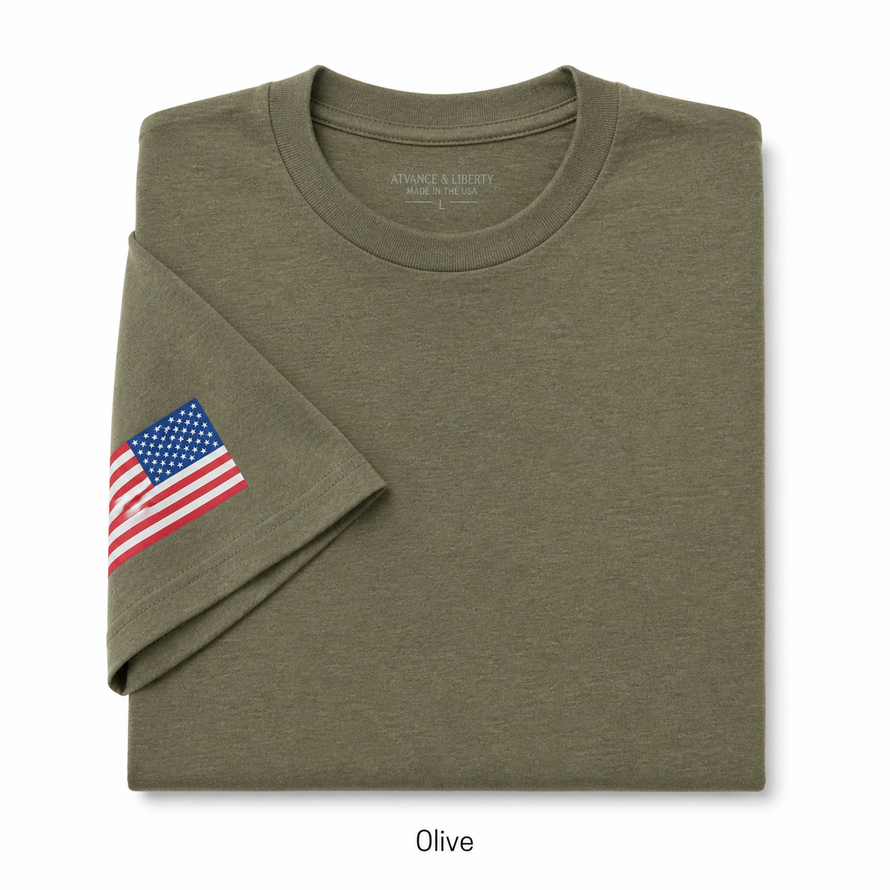 Olive flag sleeve work shirt SKU image