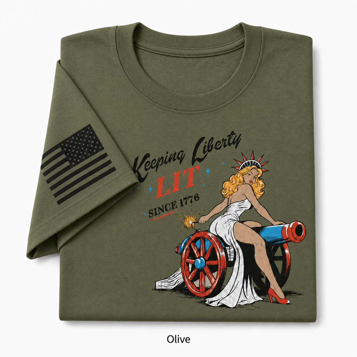 Olive liberty graphic tee SKU image