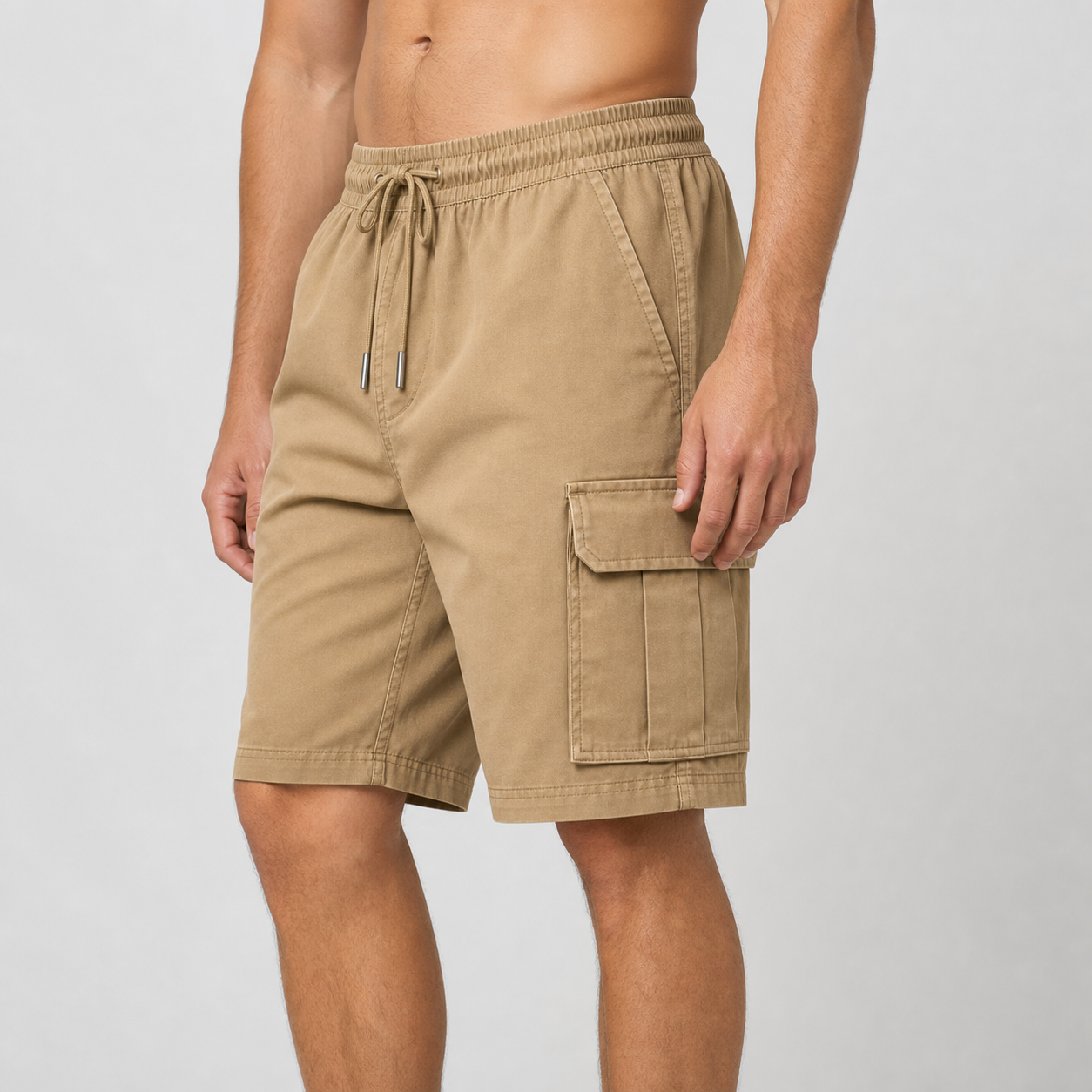 Desert Khaki cargo shorts pocket fit image