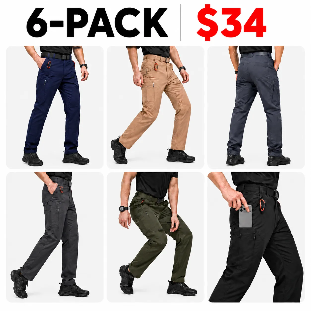 Supplemental hiking cargo pants six-pack reference
