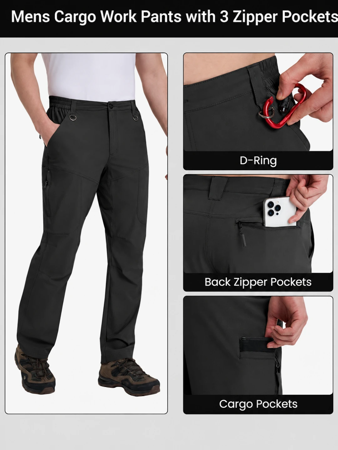 Supplemental hiking cargo pants zipper pocket reference