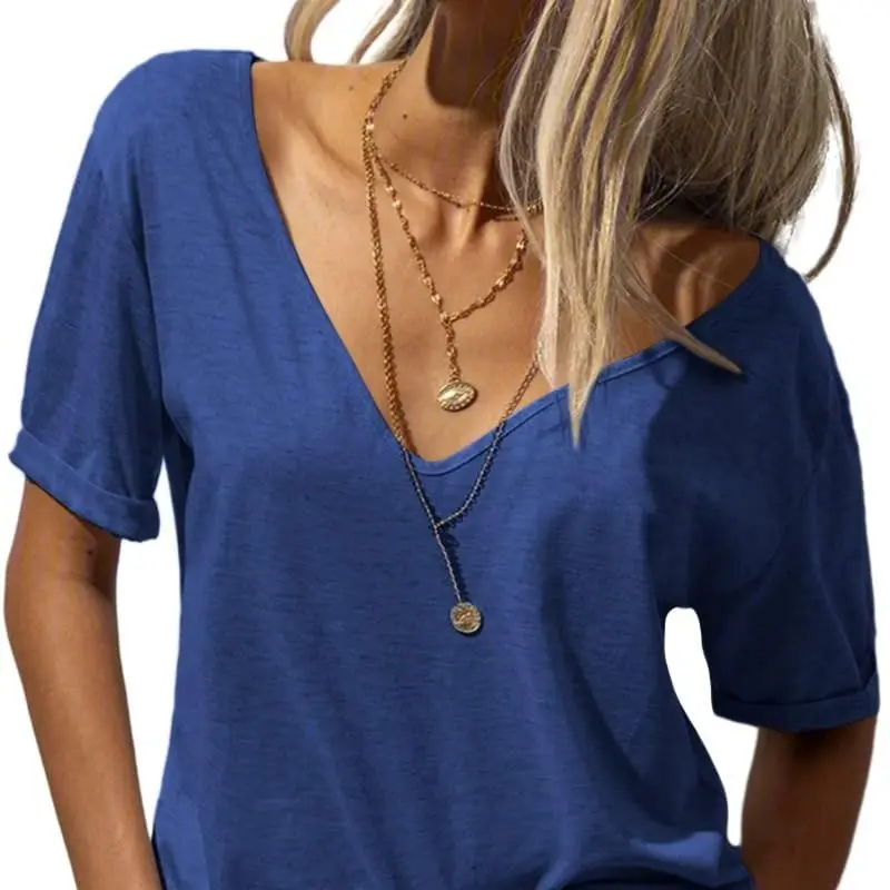 Women's Deep V Neck Breathable Summer Tee