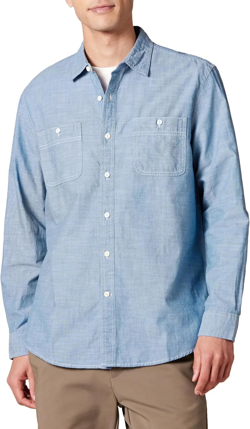 Men's Regular-Fit Long-Sleeve Chambray Shirt