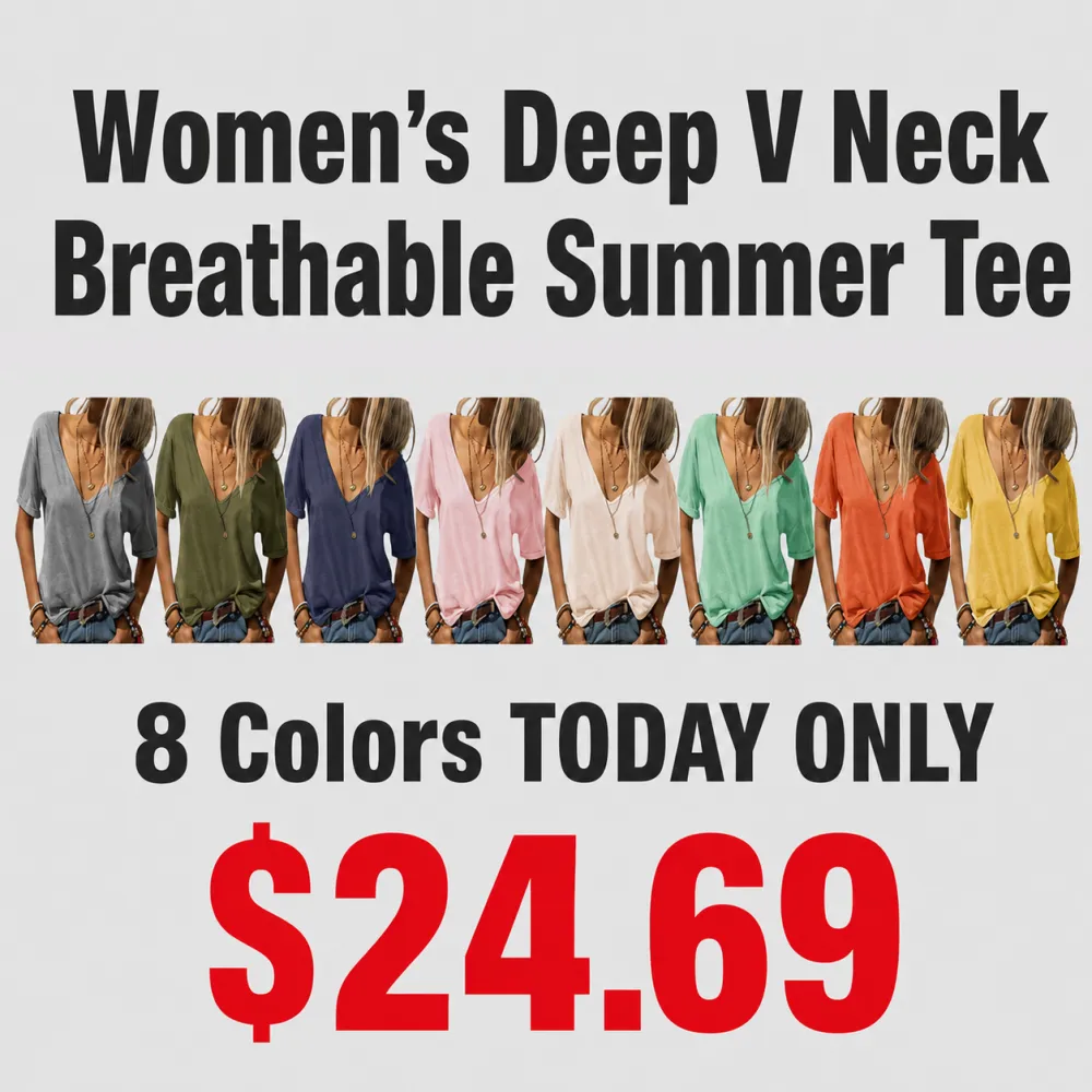 Women's Deep V Neck Breathable Summer Tee
