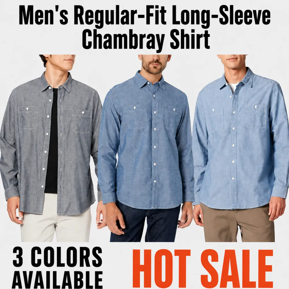 Men's Regular-Fit Long-Sleeve Chambray Shirt