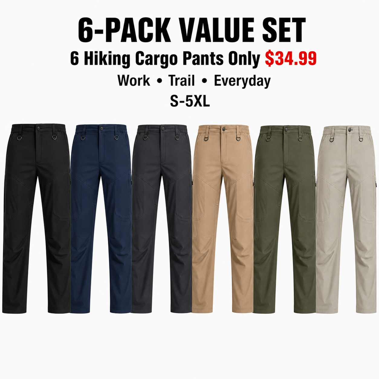 Hiking cargo pants 6-Pack value detail image