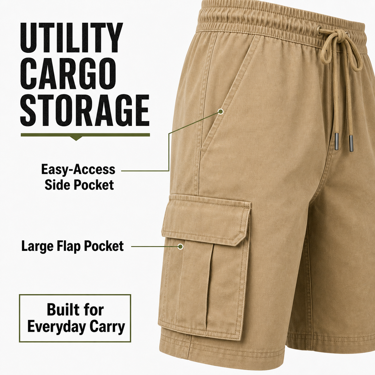 Cargo shorts utility storage detail image