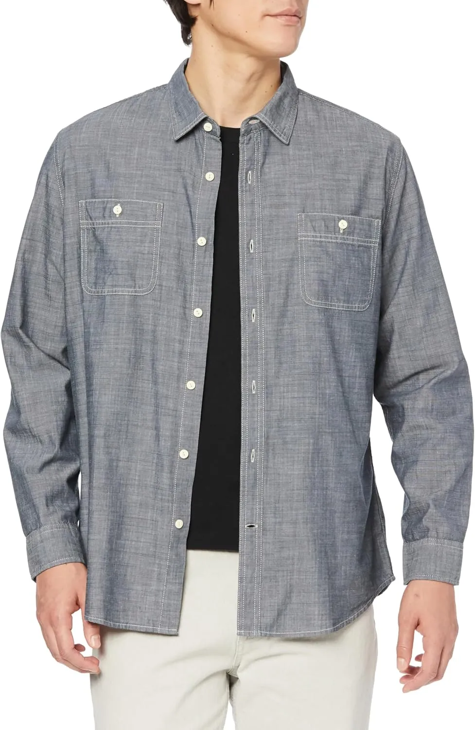 Men's Regular-Fit Long-Sleeve Chambray Shirt