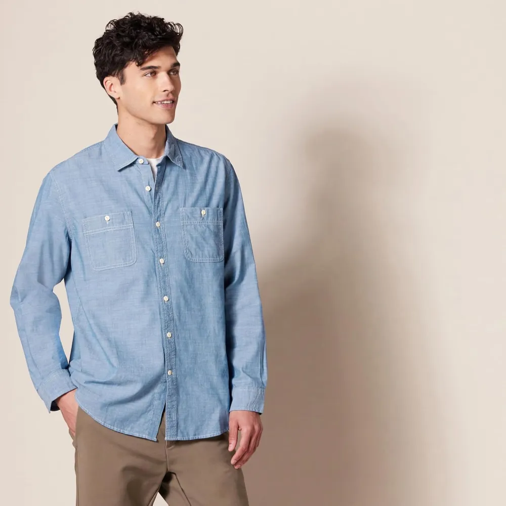 Men's Regular-Fit Long-Sleeve Chambray Shirt
